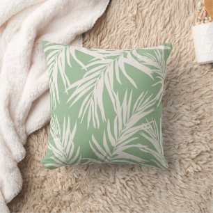 Summer Mint Tropical Leaves Beach Home Decor Throw Pillow