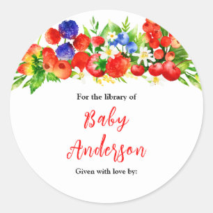 Summer Mixed Berries Baby Shower Bookplate Classic Round Sticker
