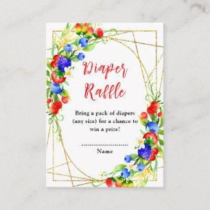 Summer Mixed Berries Baby Shower Diaper Raffle Enclosure Card