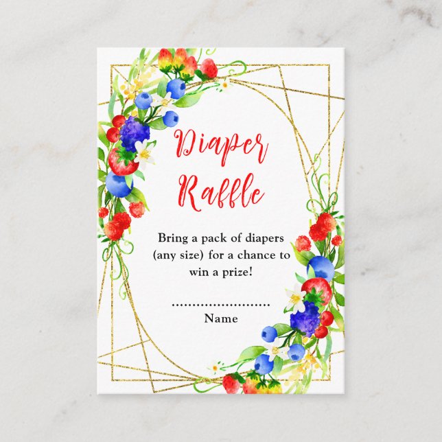 Summer Mixed Berries Baby Shower Diaper Raffle Enclosure Card (Front)