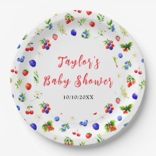 Summer Mixed Berries Baby Shower Paper Plate