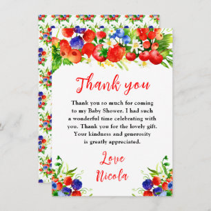 Summer Mixed Berries Baby Shower Thank You Card