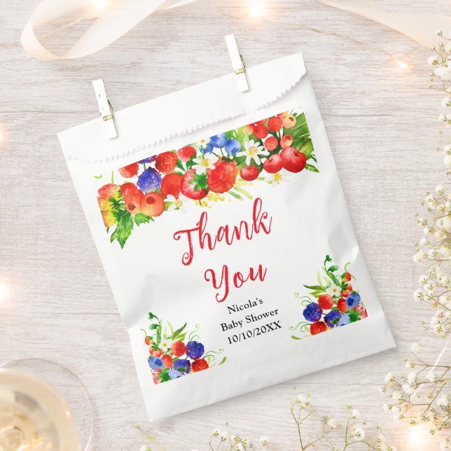 Summer Mixed Berries Baby Shower Thank You Favour Bag (Clipped)