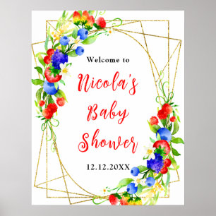 Summer Mixed Berries Baby Shower Welcome Poster