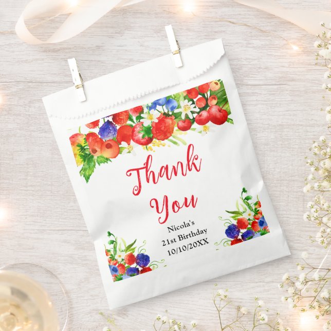 Summer Mixed Berries Birthday Thank You Favour Bag (Clipped)