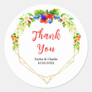 Summer Mixed Berries Wedding Thank You Classic Round Sticker