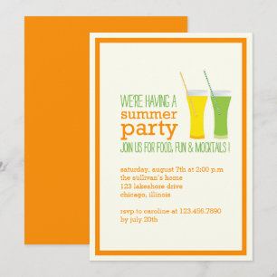Summer Mocktails and Juices Party Invitation
