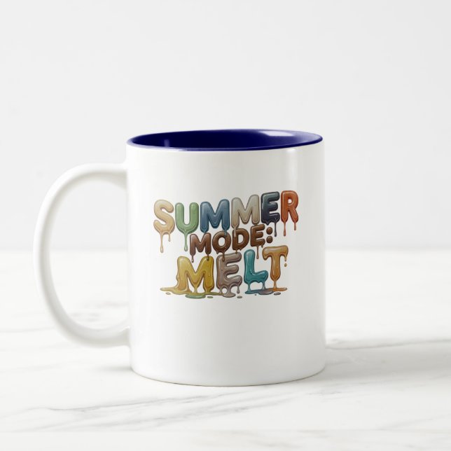 Summer Mode: Melt- Funny Melting Text Two-Tone Coffee Mug (Left)