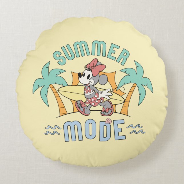 Summer Mode Minnie Mouse Round Pillow (Front)