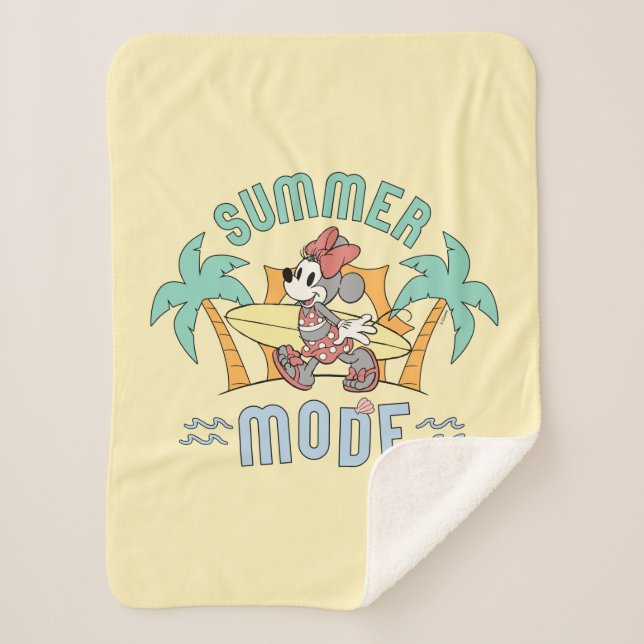 Summer Mode Minnie Mouse Sherpa Blanket (Front)