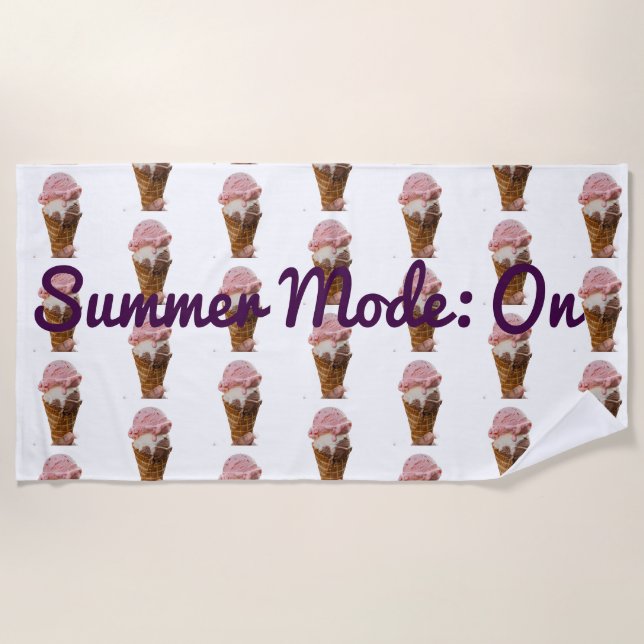 Summer Mode On Ice Cream Pattern Beach Towel  (Front)