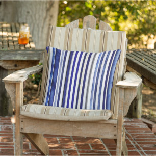 Summer Modern Navy Blue Boat Stripes Collection Outdoor Pillow