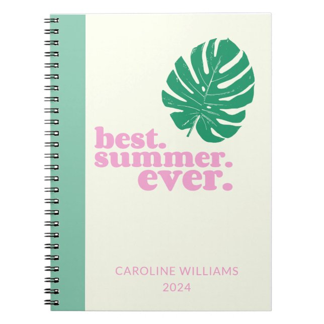 Summer Monstera Leaf Nature Personalized Notebook (Front)