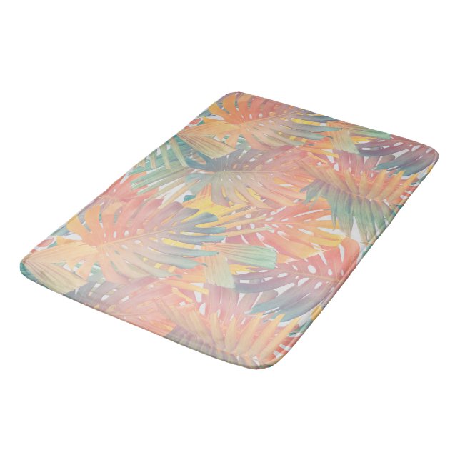 Summer Monstera Palm Jungle 1 Bath Mat (Angled)