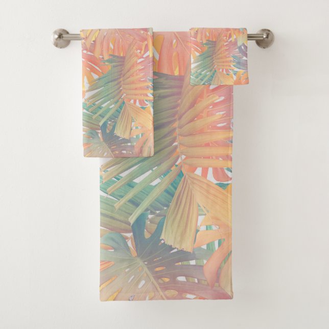 Summer Monstera Palm Jungle 1 Bath Towel Set (Insitu)