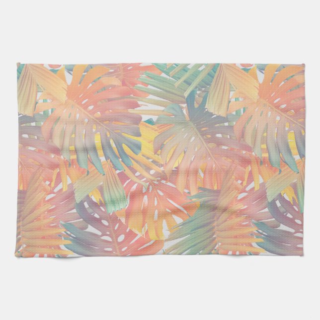 Summer Monstera Palm Jungle 1 Kitchen Towel (Horizontal)