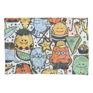 Summer monsters, colourful seamless pattern pillowcase