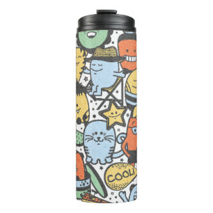 Summer monsters, colourful seamless pattern thermal tumbler