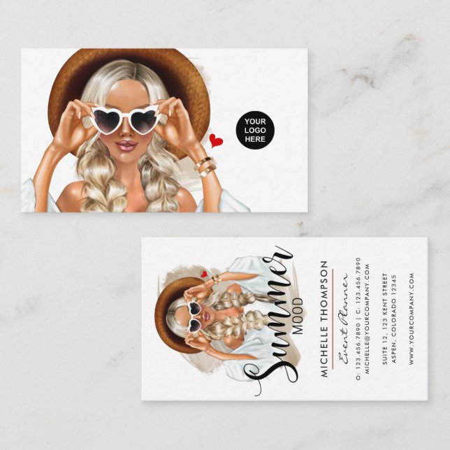 Summer Mood Fashion Event Planner Carte de visite (Devant / Derrière)