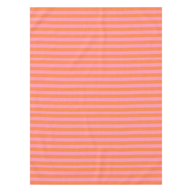 Summer Mood Orange Pink Lines Tablecloth (Front)