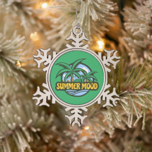 Summer Mood Snowflake Pewter Christmas Ornament