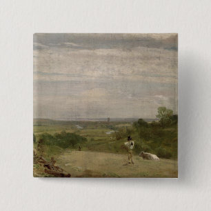 Summer Morning: Dedham from Langham 2 Inch Square Button