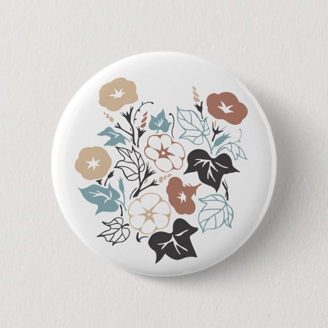 Summer Morning Glory Garden 2 Inch Round Button (Front)