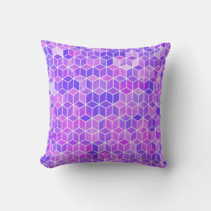 Summer Mosaic: Watercolor Cube Fusion Throw Pillow