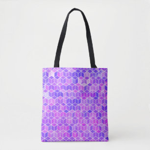 Summer Mosaic: Watercolor Cube Fusion Tote Bag