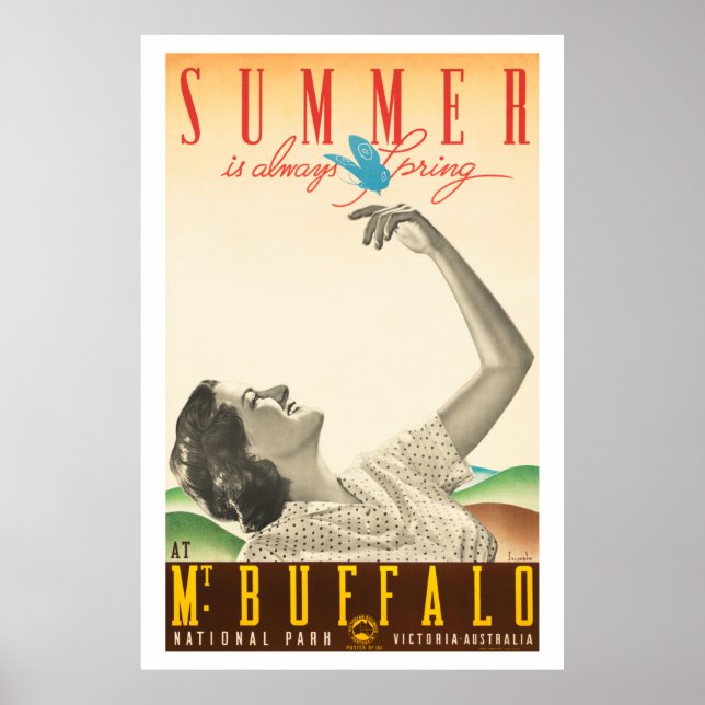 Summer Mt. Buffalo Australia Vintage Poster 1936 (Front)