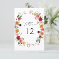 Summer Multi Colour Floral Thicker Table Numbers 2