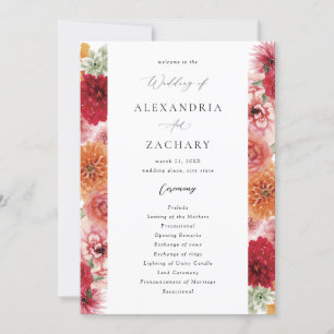Summer Multi Colour Floral Wedding Program