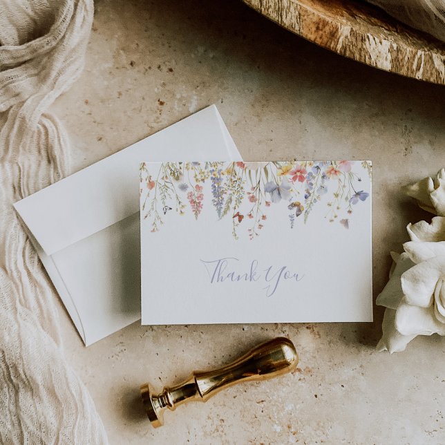 Summer Multicolor Wildflower Flat Wedding Thank You Card (Creator Uploaded)