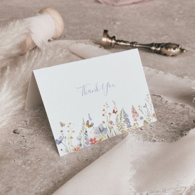  Summer Multicolor Wildflower Folded Wedding  Thank You Card (Creator Uploaded)