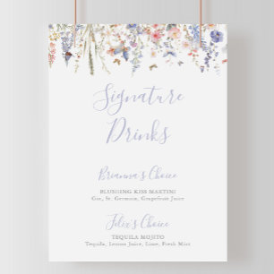 Summer Multicolor Wildflower Signature Drinks Sign