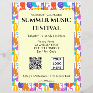 Summer Music Festival QR Code and Logo Flyer