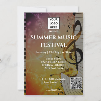 Summer Music Festival QR Code and Logo Invitation