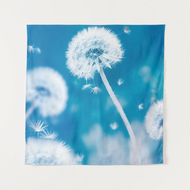 Summer natural floral background. White dandelions Tapestry (Front)