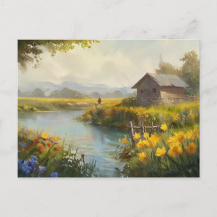 Summer  Nature House Postcard Watercolor