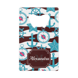 Summer Nautical Pattern Credit Card Bottle Opener