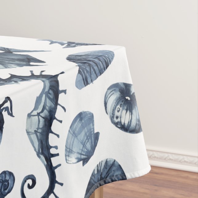 Summer Nautical seashell starfish crab seahorse Tablecloth (In Situ)