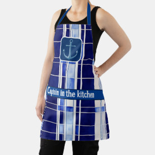 Summer Navy Blue Boat Modern Stripes Collection Apron