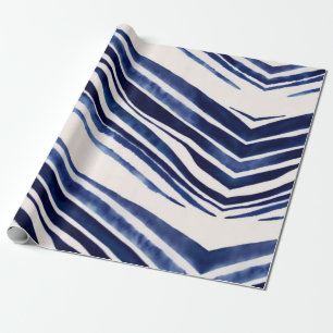 Summer Navy Blue Boat Popular Stripes Collection Wrapping Paper