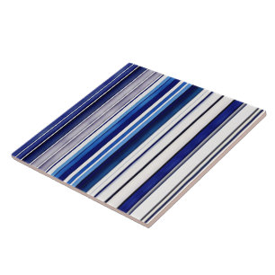 Summer Navy Blue Boat Trendy Stripes Collection Tile