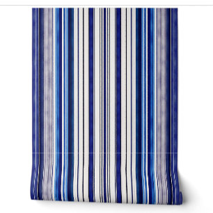 Summer Navy Blue Boat Trendy Stripes Collection Wallpaper