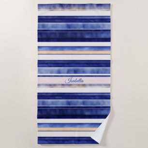 Summer Navy Blue Modern Boat Stripes Collection Beach Towel