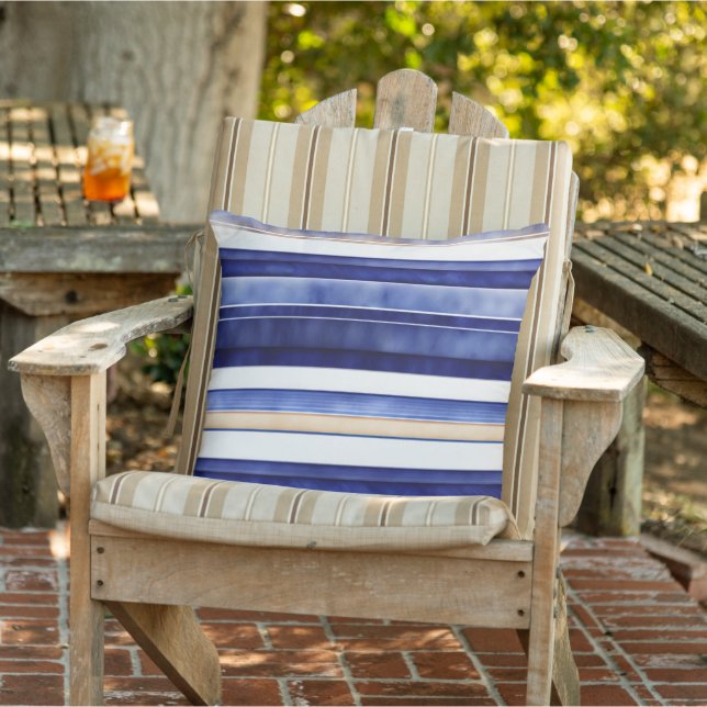 Summer Navy Blue Modern Boat Stripes Collection Outdoor Pillow (Chair)