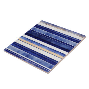 Summer Navy Blue Modern Boat Stripes Collection Tile