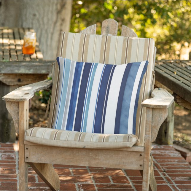 Summer Navy Blue Popular Boat Stripes Collection Outdoor Pillow (Chair)