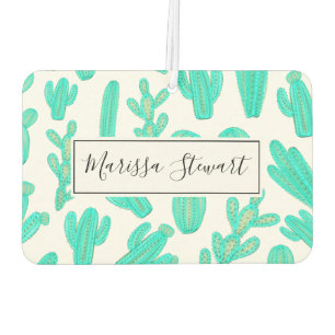 Summer Neon Teal Green Tropical Cactus Plants Air Freshener